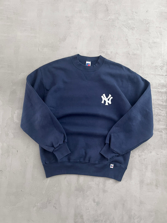 NAVY YANKEES RUSSELL SWEATER - 1990S - L