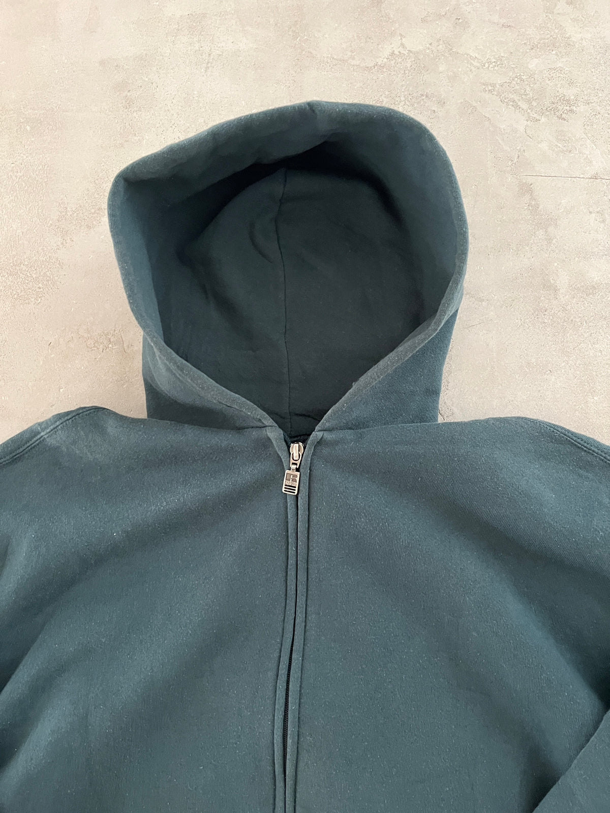DARK GREEN RUSSELL ZIP HOODIE - 1990S - XL