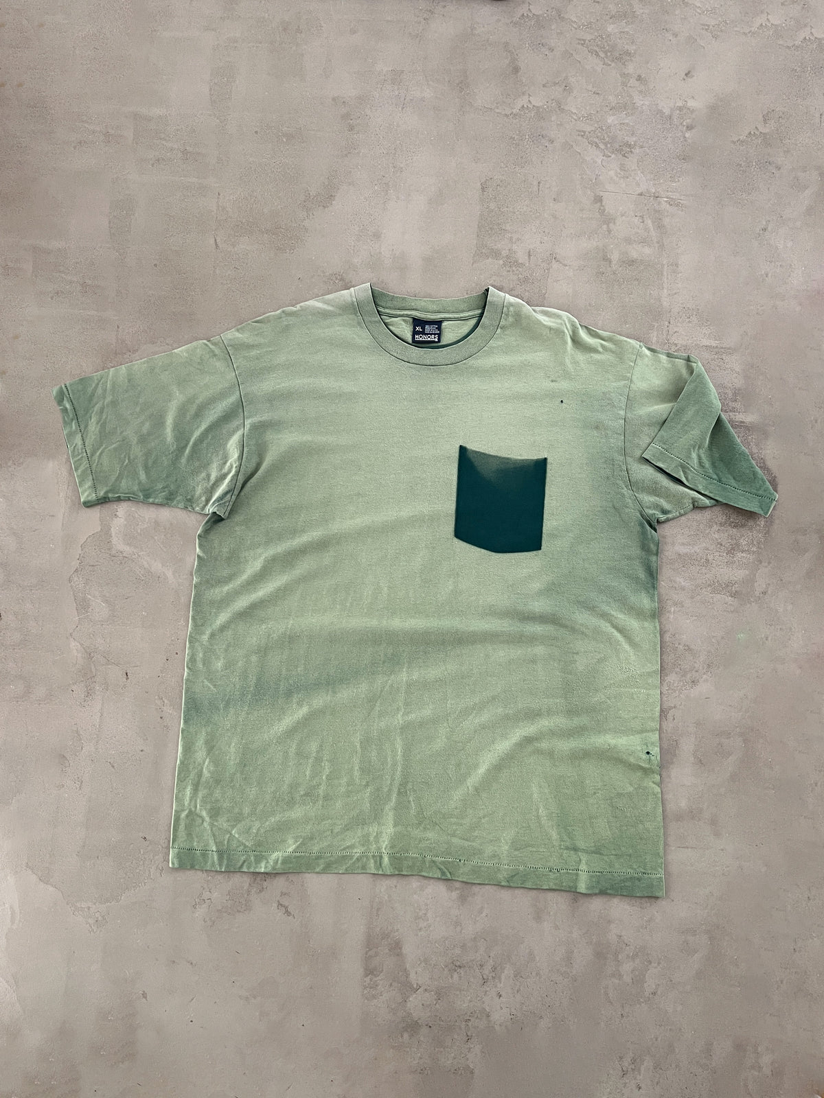 FADED GREEN GHOST POCKET TEE - 1990S - XXL
