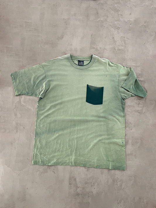 FADED GREEN GHOST POCKET TEE - 1990S - XXL