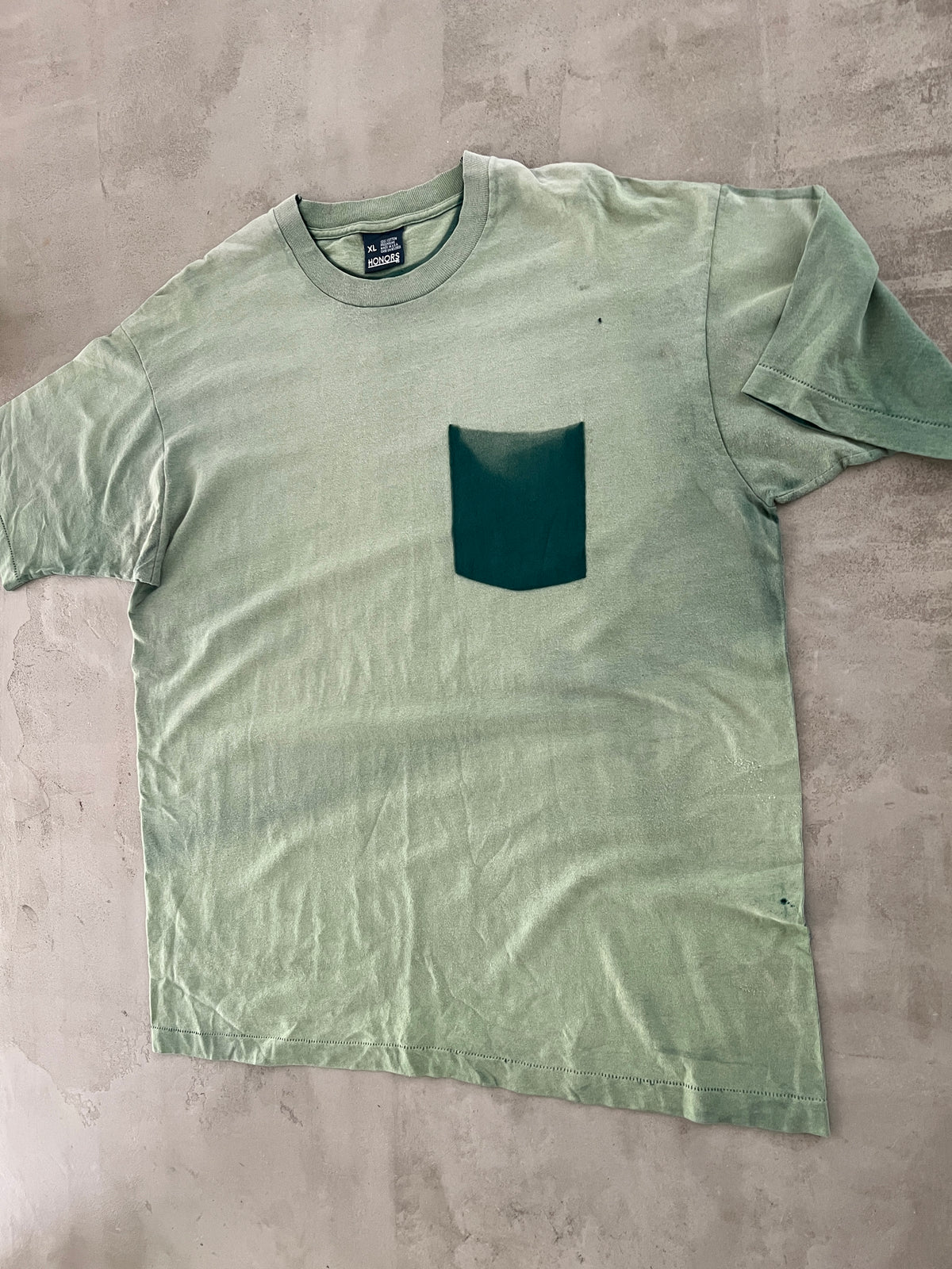 FADED GREEN GHOST POCKET TEE - 1990S - XXL