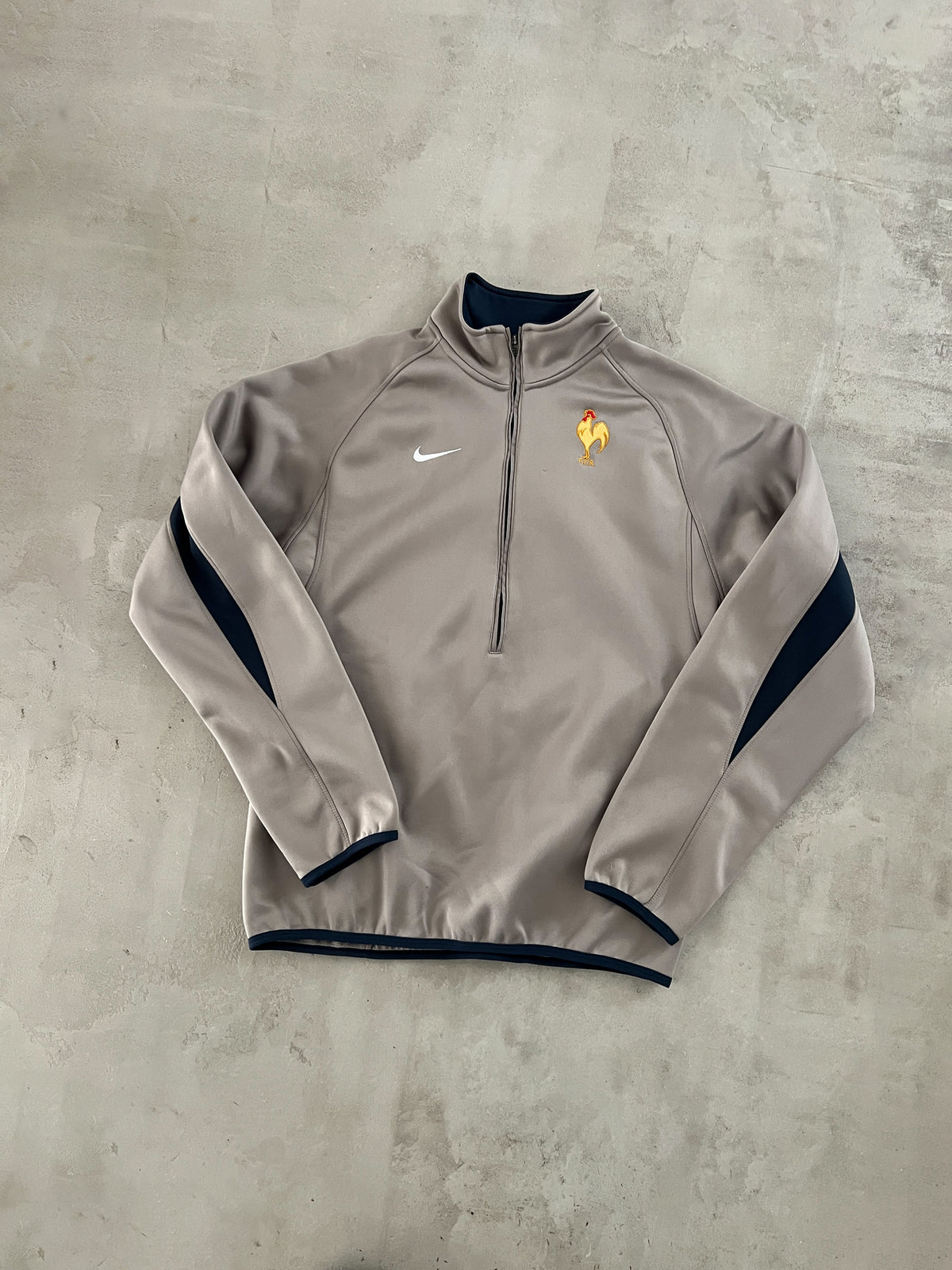 BEIGE FRANCE RUGBY NIKE HALFZIP - 2000S - S/M