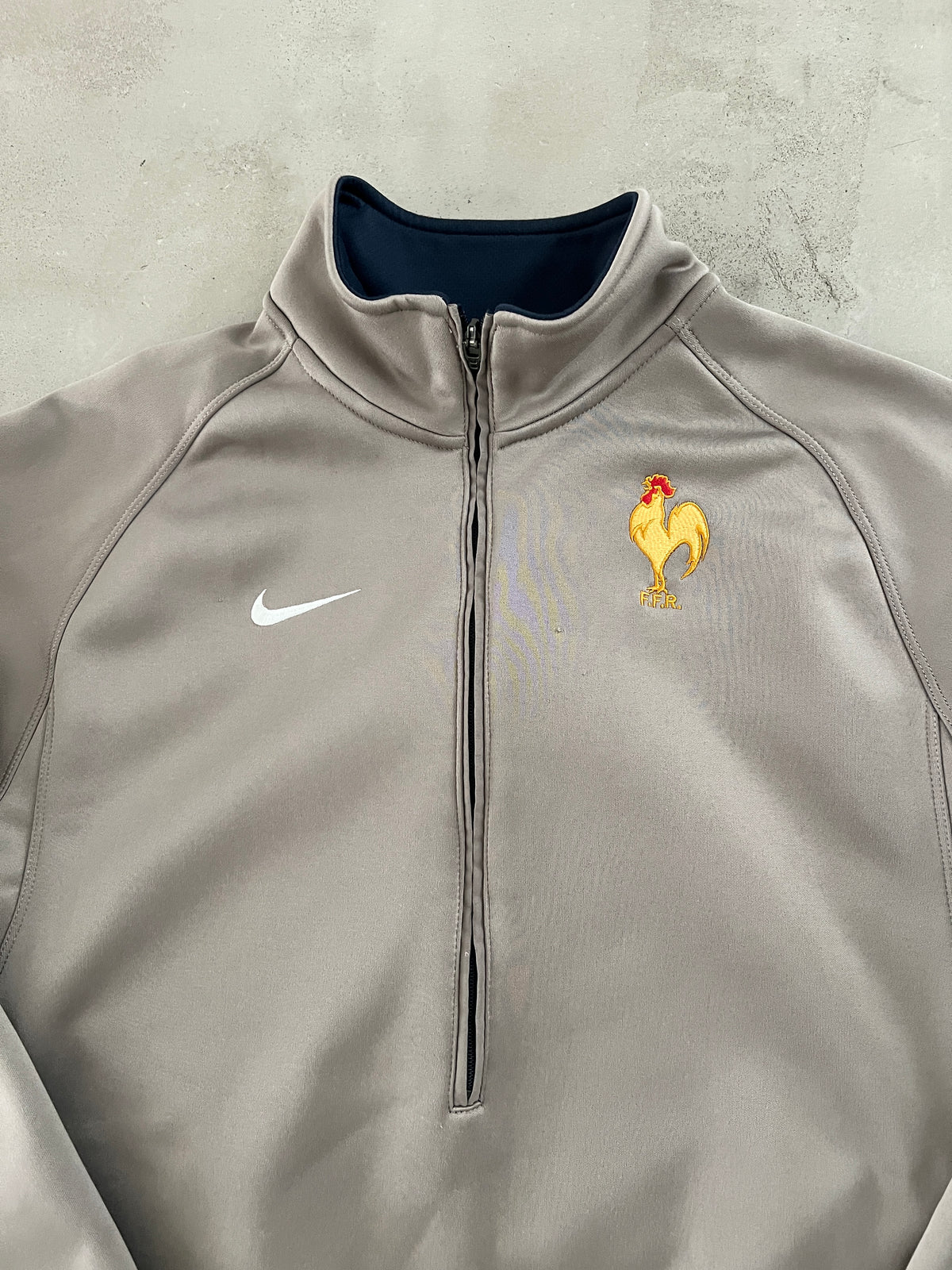 BEIGE FRANCE RUGBY NIKE HALFZIP - 2000S - S/M