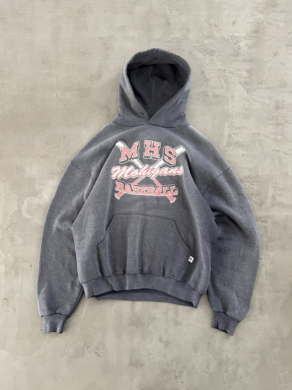 FADED GREY RUSSELL HOODIE - 1990S - L/M