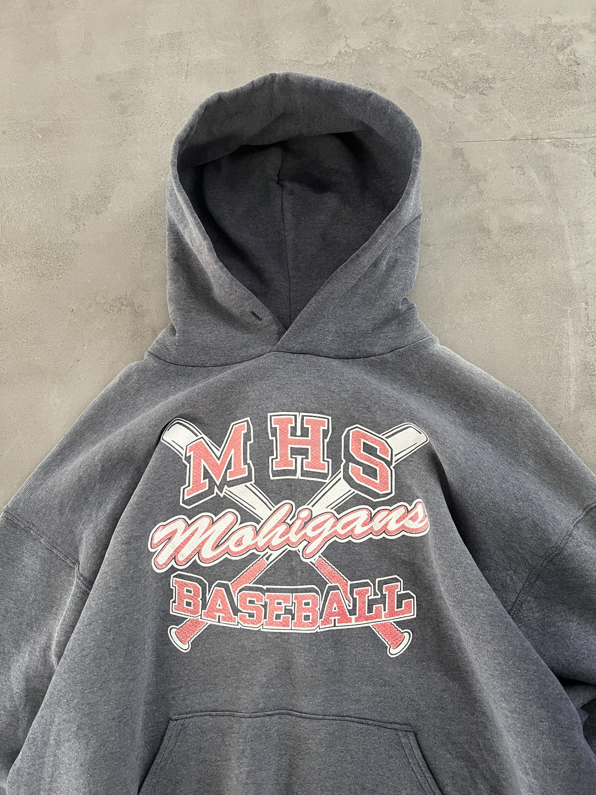 FADED GREY RUSSELL HOODIE - 1990S - L/M