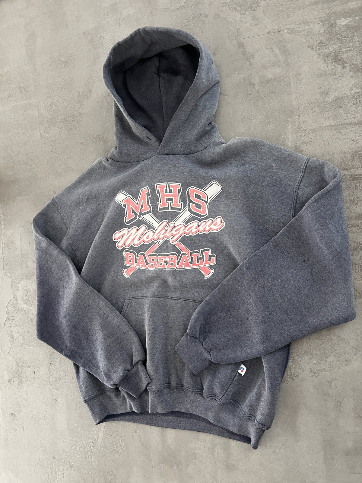 FADED GREY RUSSELL HOODIE - 1990S - L/M