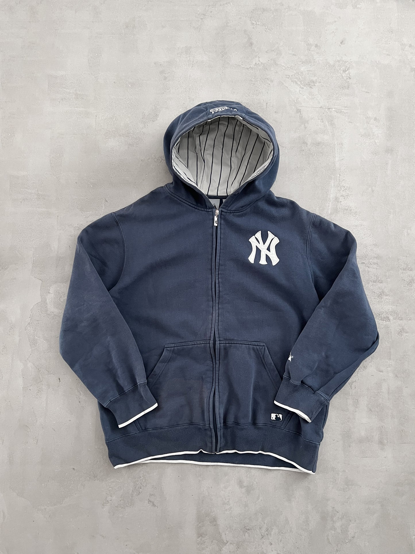 NAVY YANKEES ZIP UP HOODIE - 2000S - M