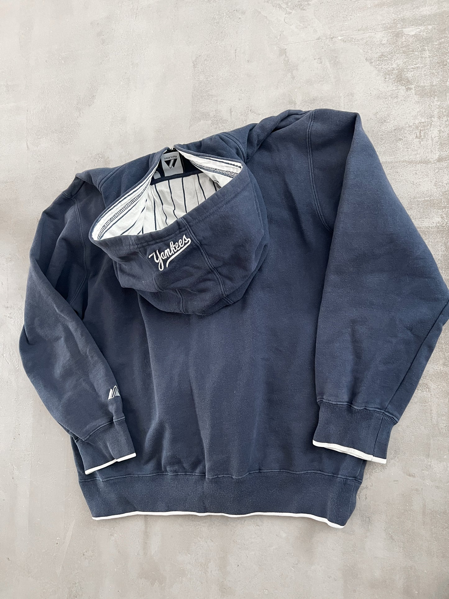 NAVY YANKEES ZIP UP HOODIE - 2000S - M
