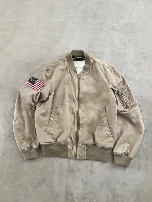 BEIGE RALPH LAUREN FLIGHT JACKET - 2000S - L/M