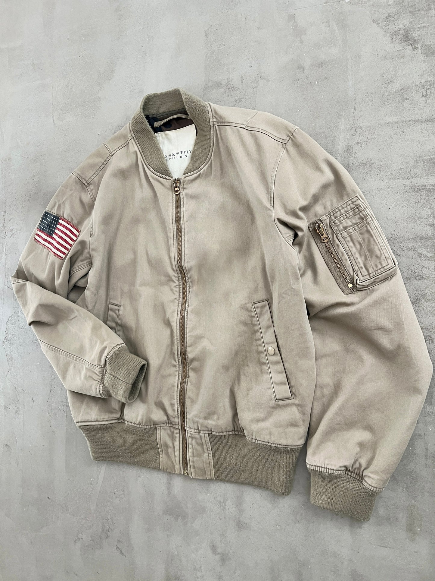 BEIGE RALPH LAUREN FLIGHT JACKET - 2000S - L/M