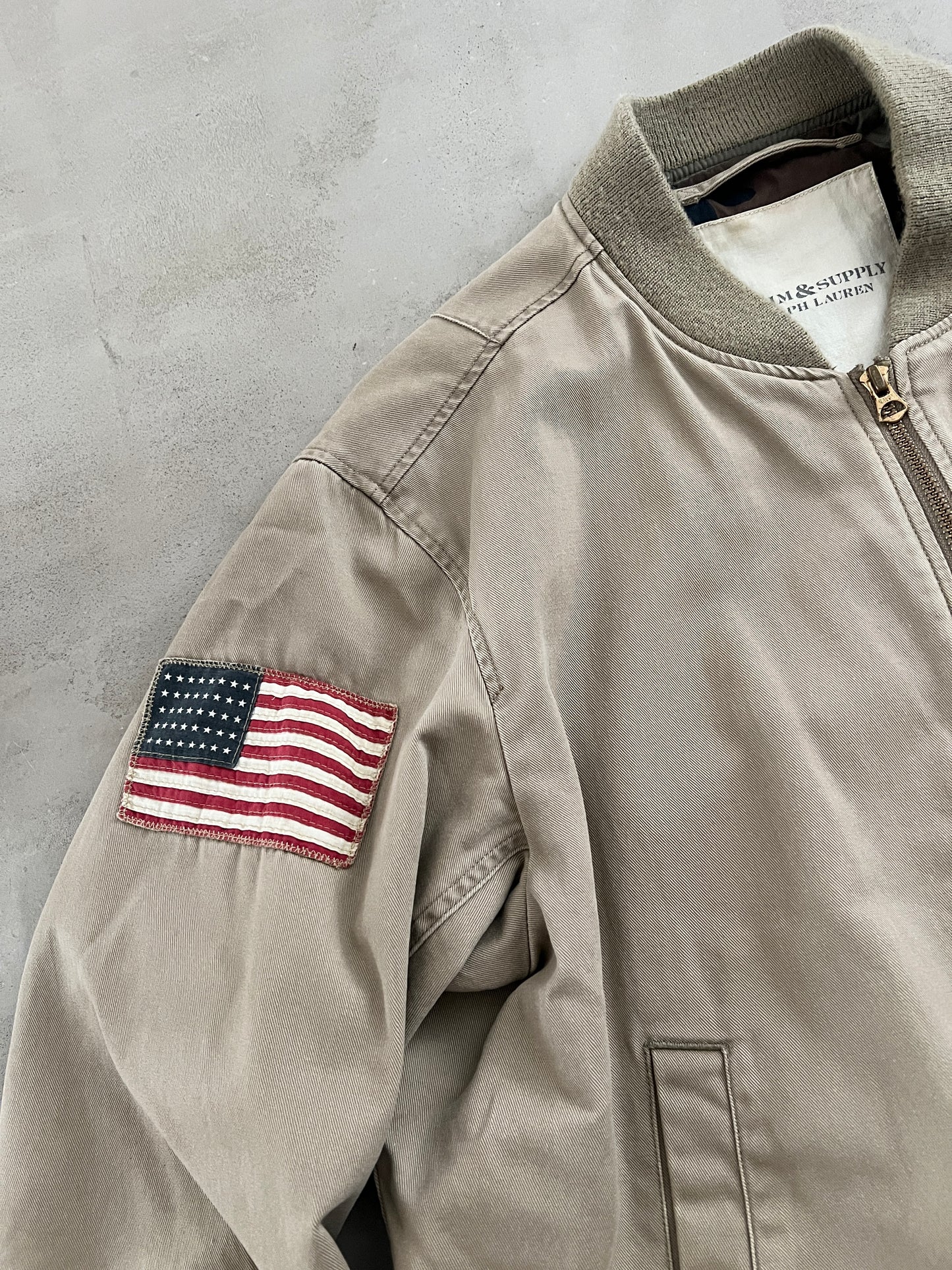 BEIGE RALPH LAUREN FLIGHT JACKET - 2000S - L/M