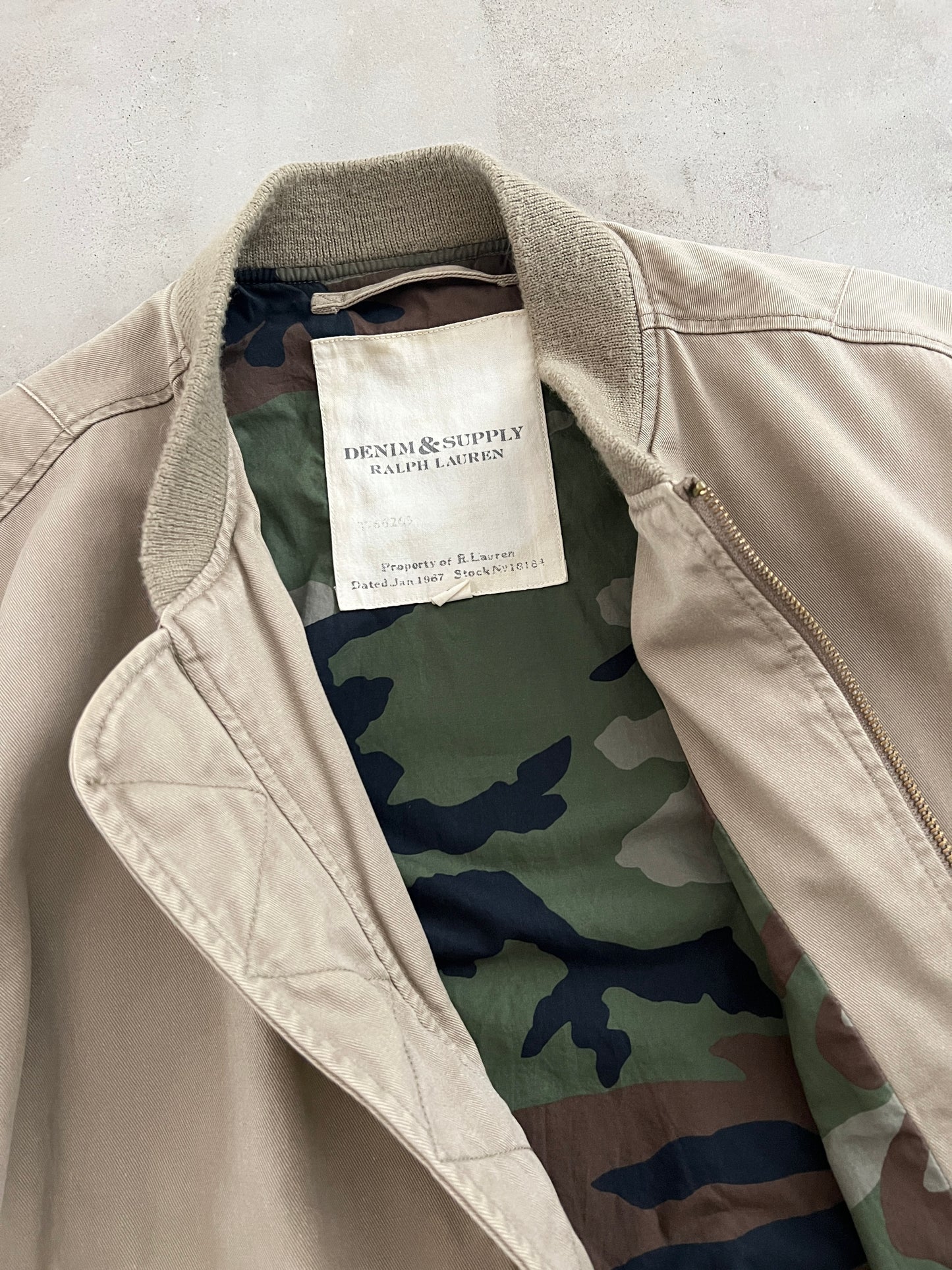 BEIGE RALPH LAUREN FLIGHT JACKET - 2000S - L/M
