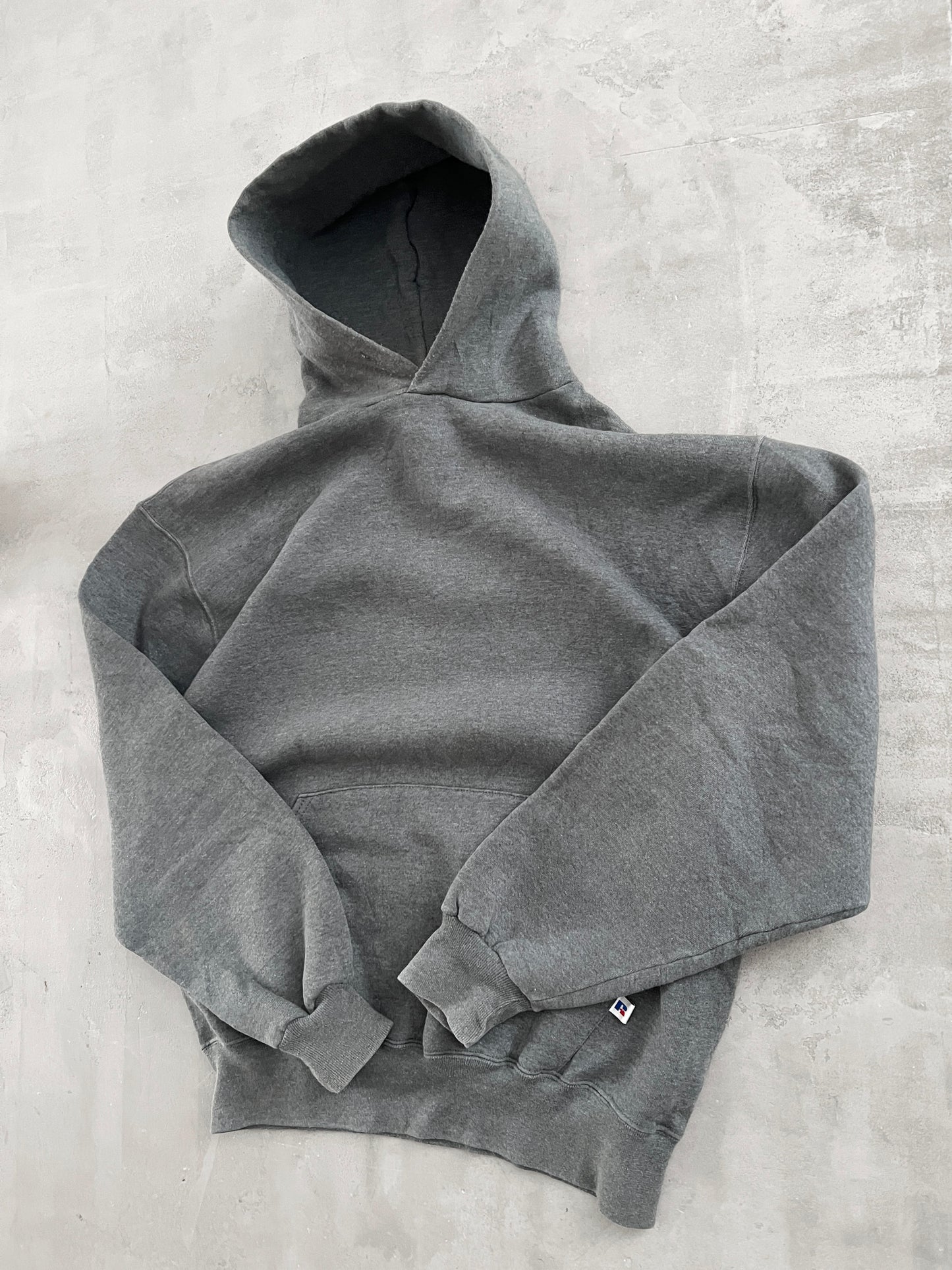 GREY RUSSELL HOODIE - 1990S - L