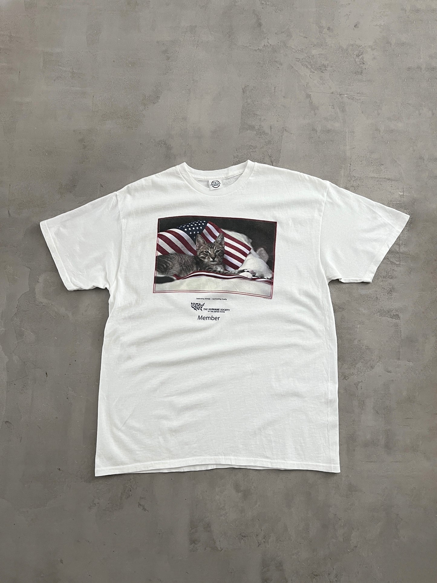 WHITE USA CATS TEE - 2000S - L