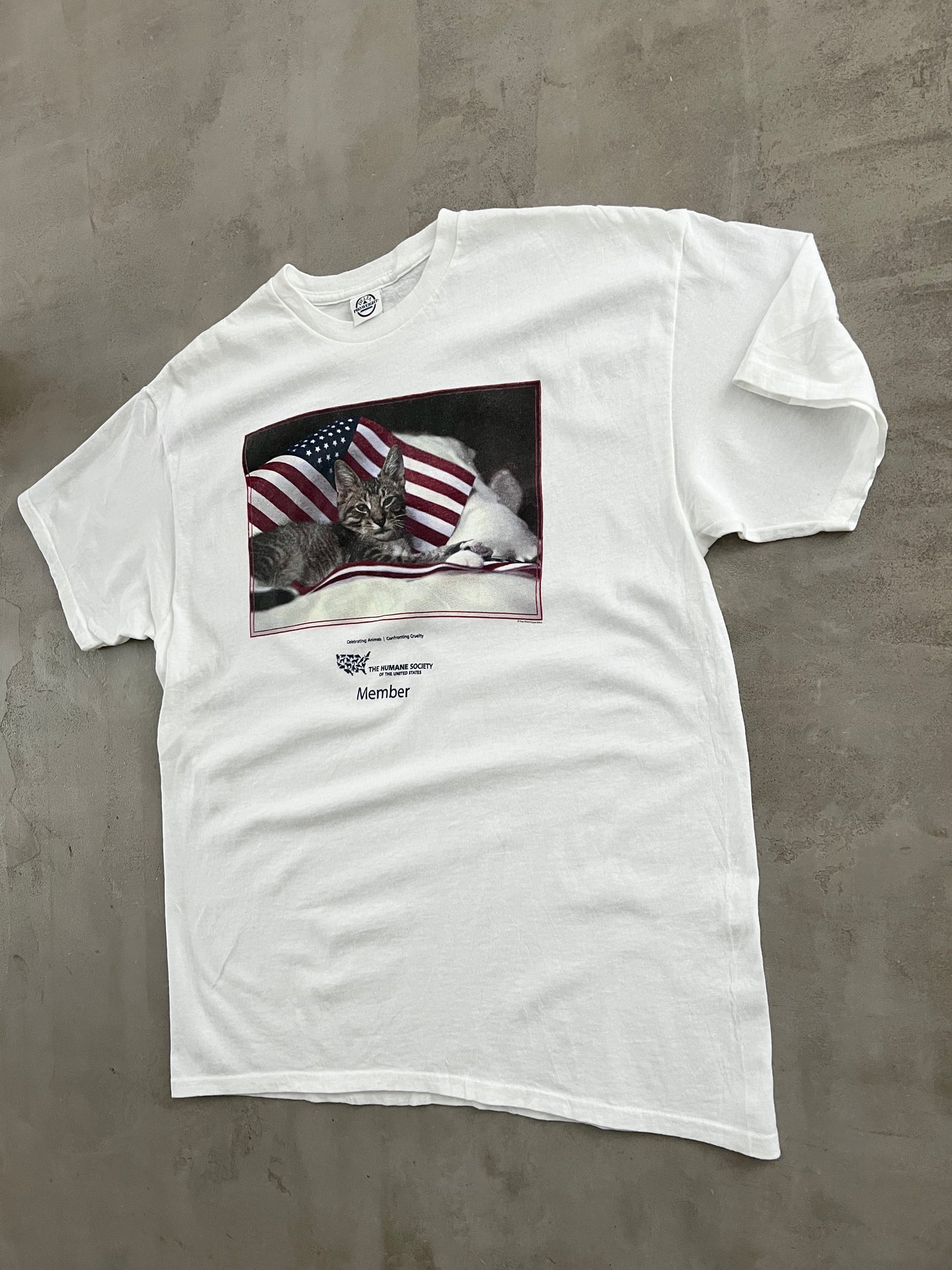 WHITE USA CATS TEE - 2000S - L