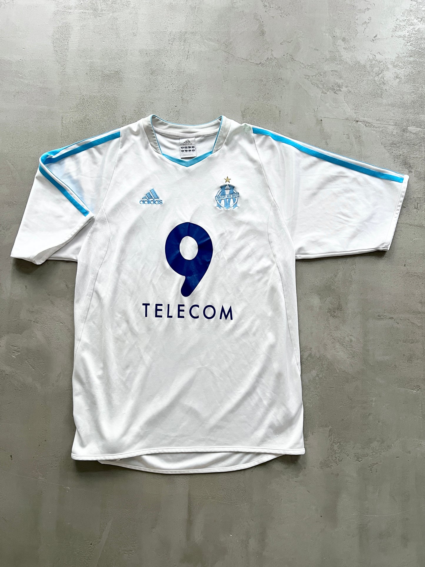 WHITE/BABY BLUE MARSEILLE JERSEY - 2000S - M