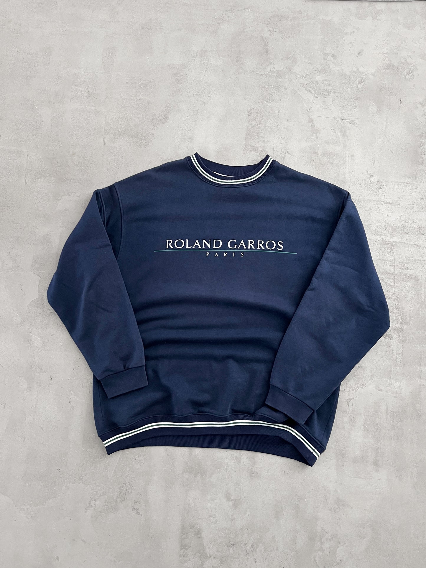 NAVY ROLAND GARROS PARIS SWEATER - 1990S - XL/L