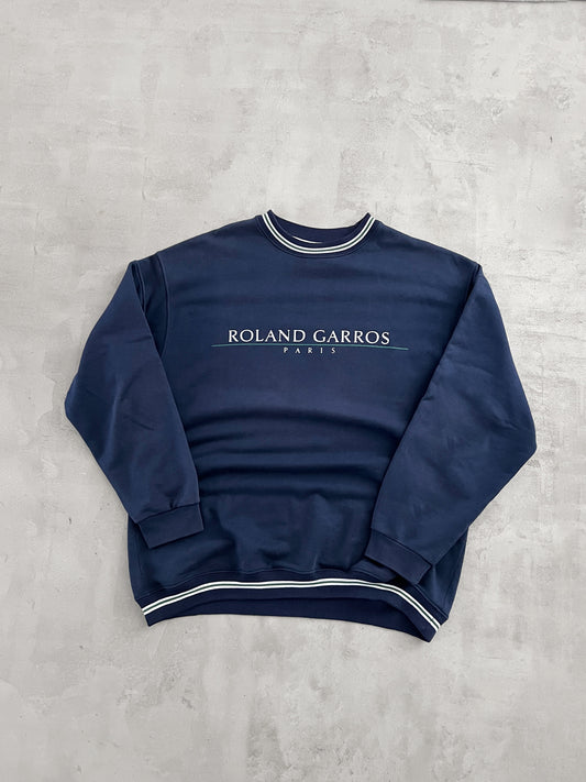 NAVY ROLAND GARROS PARIS SWEATER - 1990S - XL/L