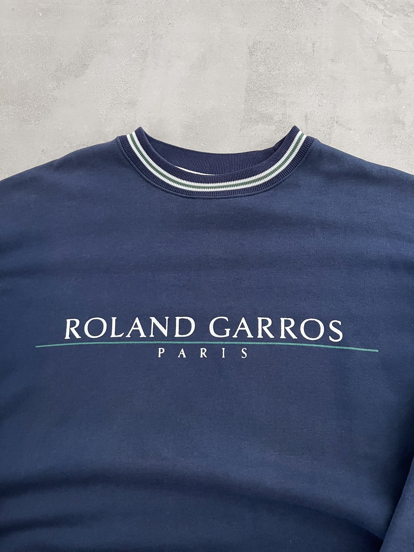 NAVY ROLAND GARROS PARIS SWEATER - 1990S - XL/L