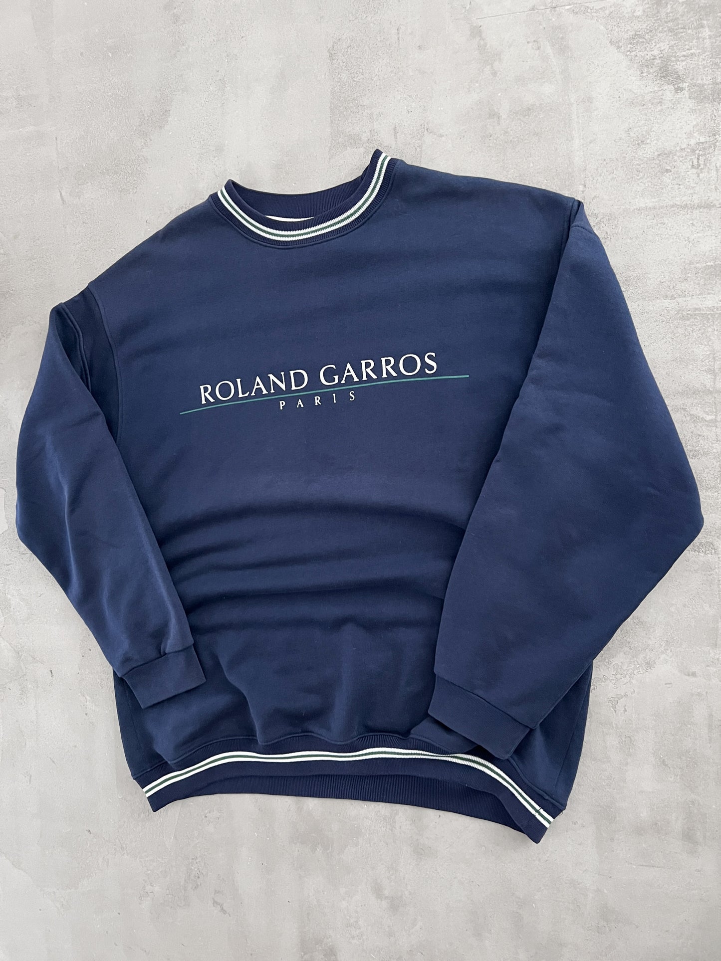 NAVY ROLAND GARROS PARIS SWEATER - 1990S - XL/L