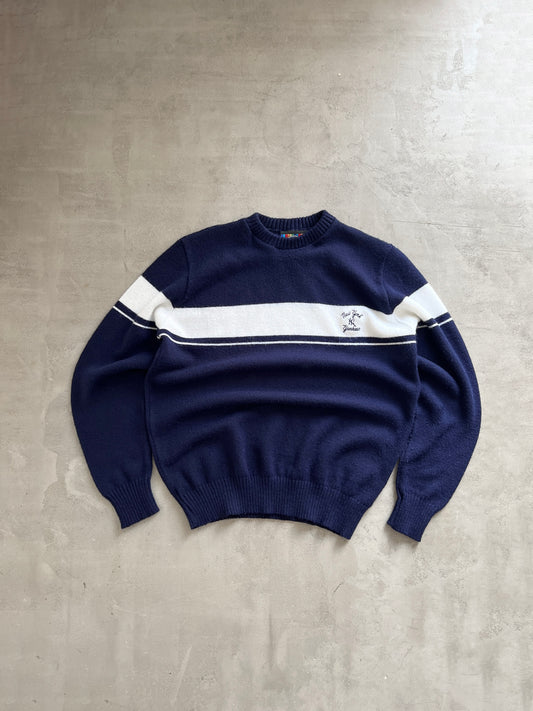NAVY/WHITE YANKEES KNIT SWEATER - 1990S - M/L