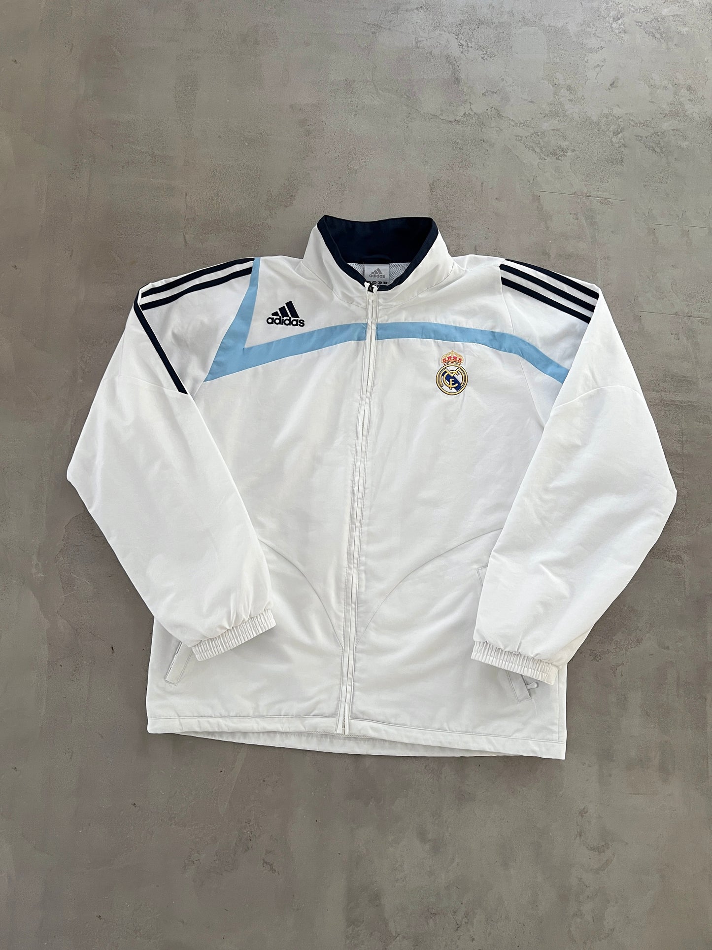 WHITE REAL MADRID TRACK JACKET - 2000S - L