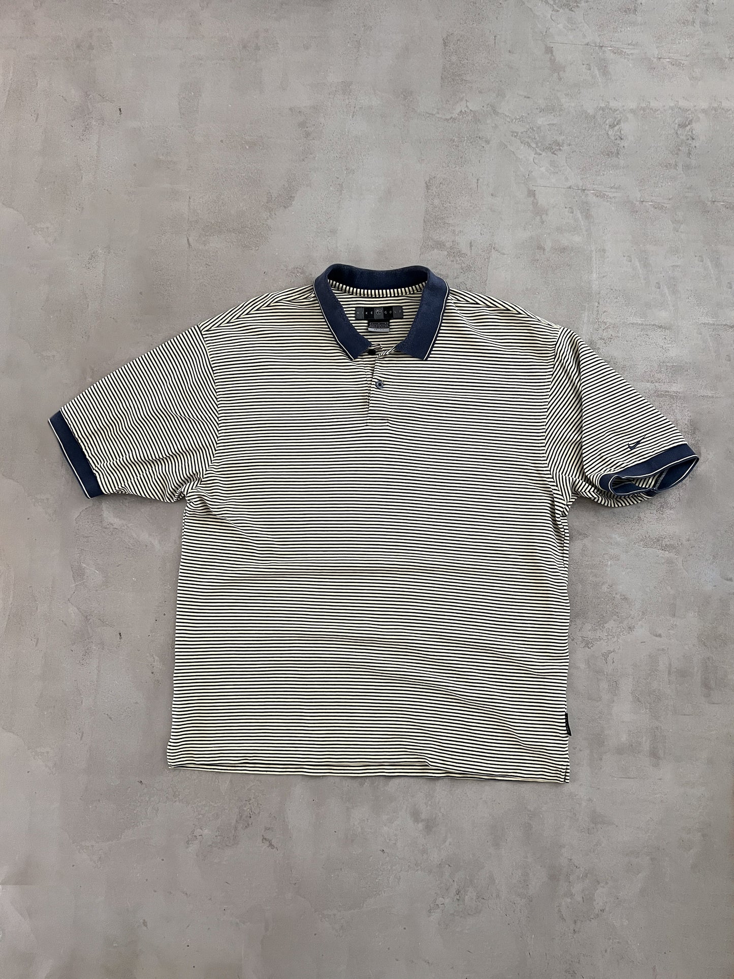 YELLOW/NAVY NIKE GOLF POLO - 2000S - XL