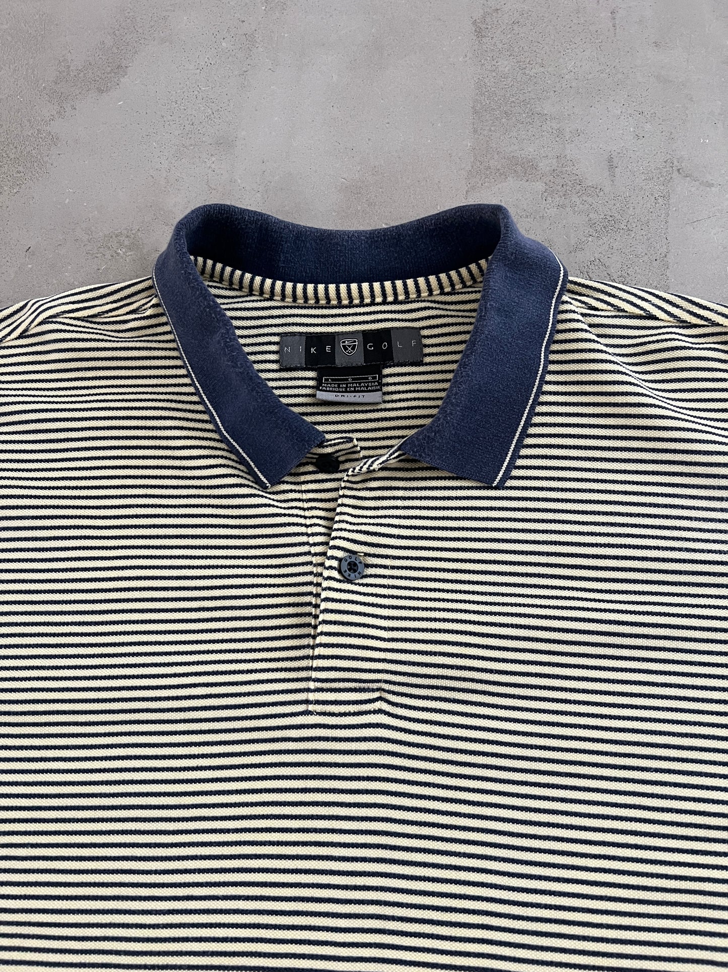 YELLOW/NAVY NIKE GOLF POLO - 2000S - XL