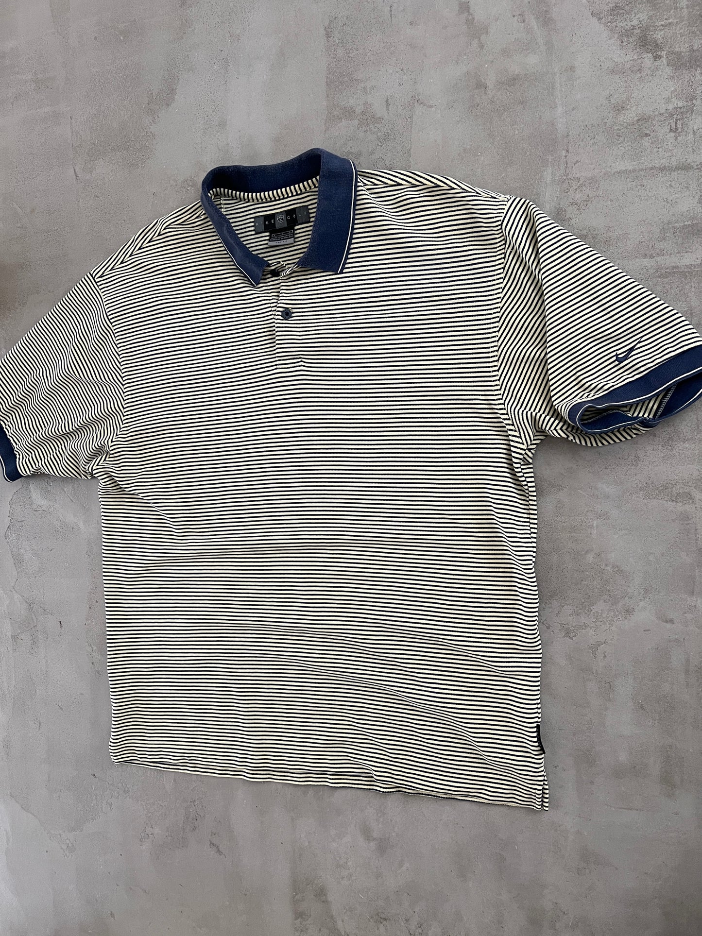 YELLOW/NAVY NIKE GOLF POLO - 2000S - XL