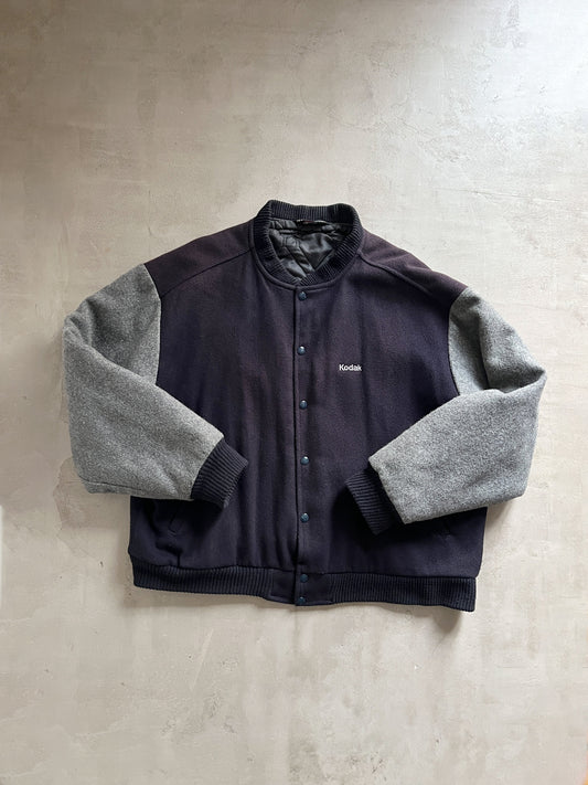FADED NAVY/GREY KODAK FILM JACKET - 1990S - L