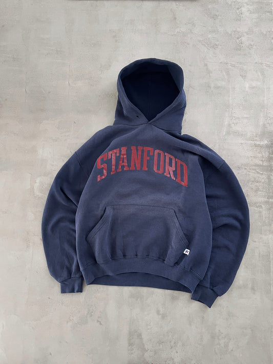 FADED NAVY STANFORD RUSSELL HOODIE - 1990S - L/M
