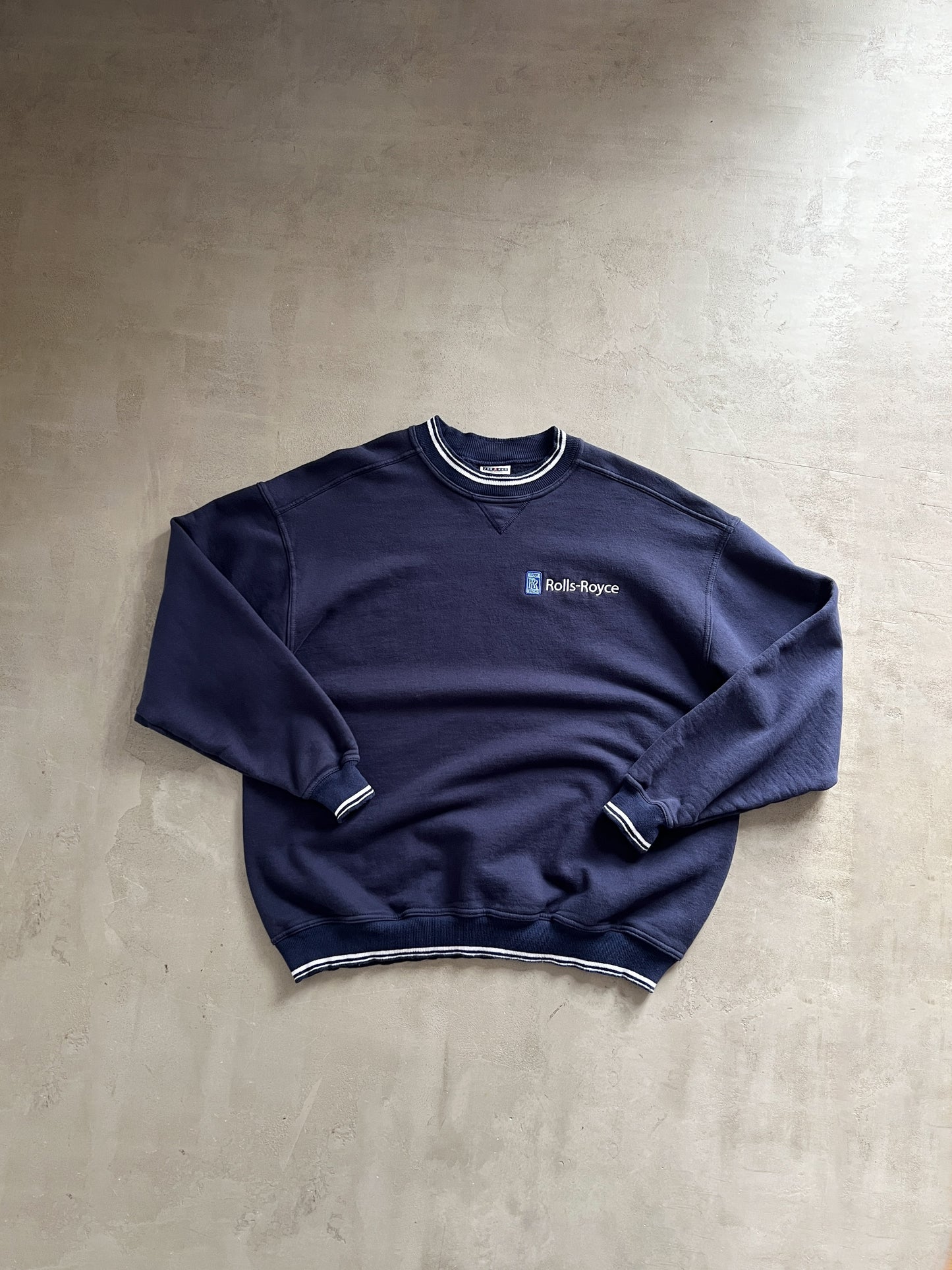 NAVY ROLLS ROYCE SWEATER - 1990S - L/XL
