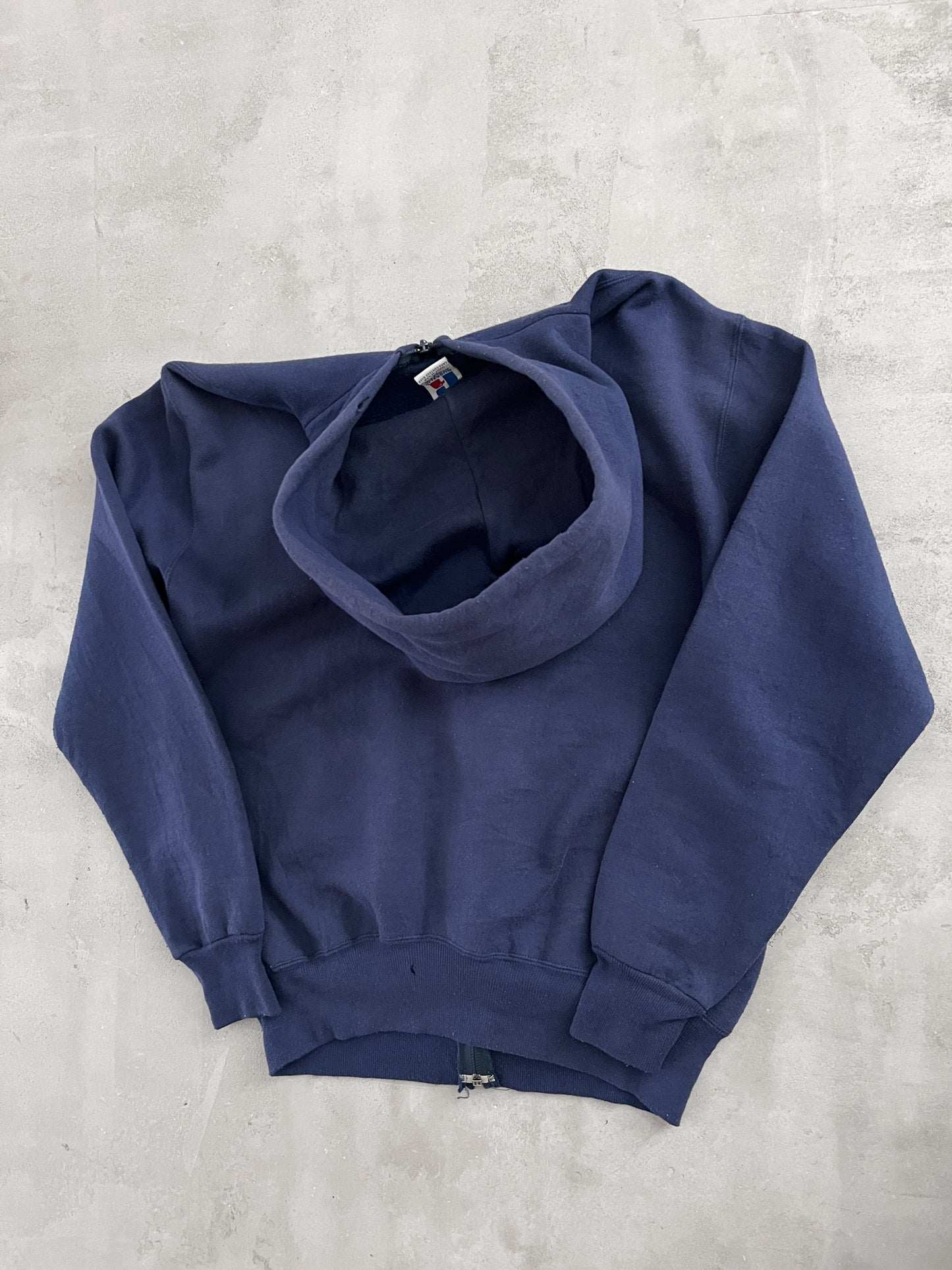 NAVY YANKEES RUSSELL ZIP UP HOODIE - 1990S - M