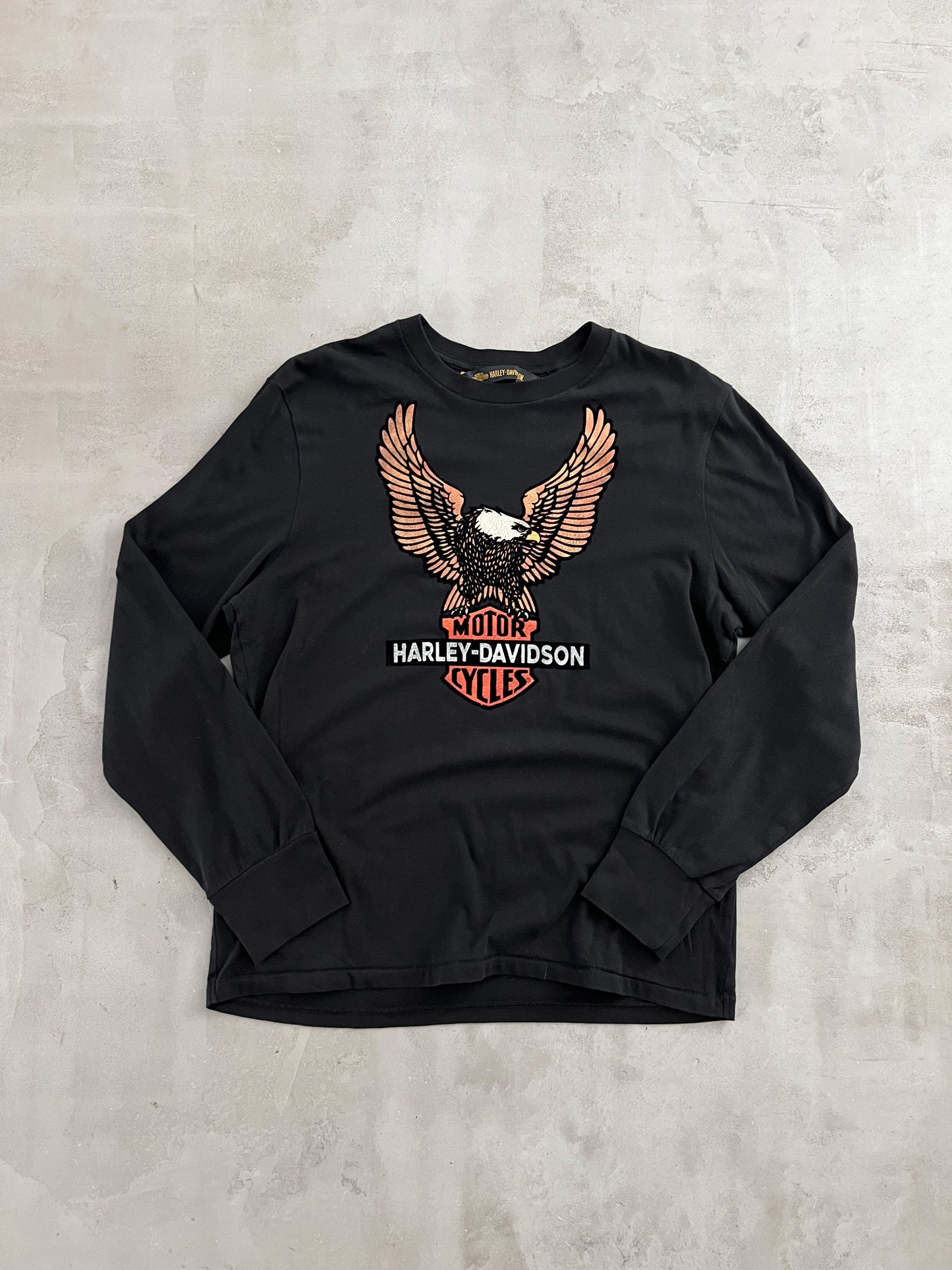 BLACK HARLEY DAVIDSON LONGSLEEVE - 1990S - L