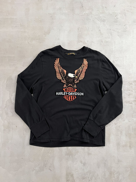 BLACK HARLEY DAVIDSON LONGSLEEVE - 1990S - L