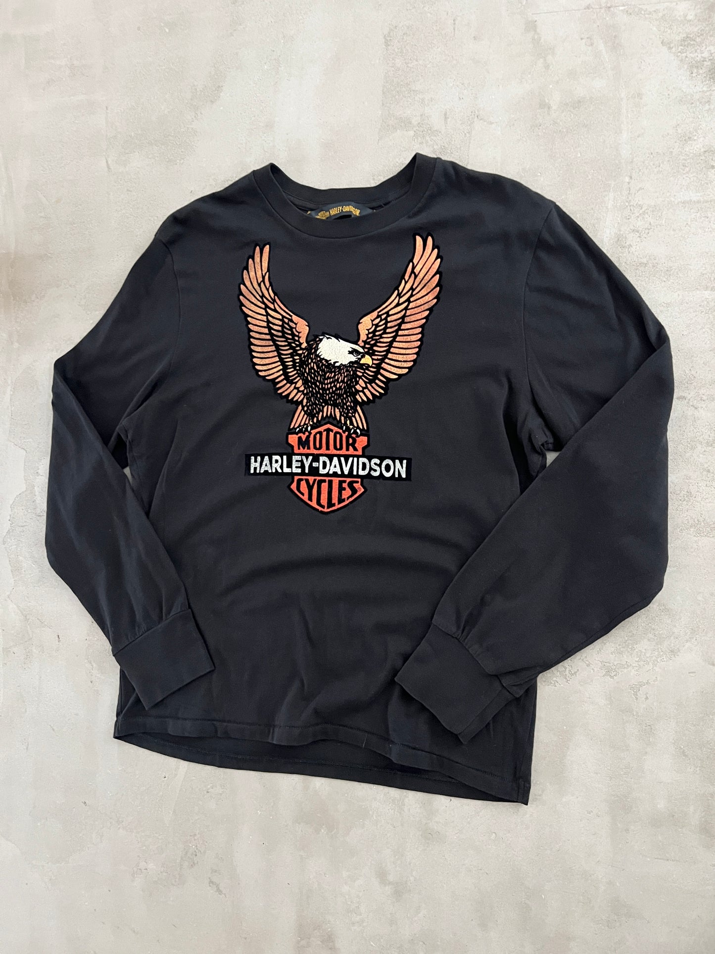 BLACK HARLEY DAVIDSON LONGSLEEVE - 1990S - L