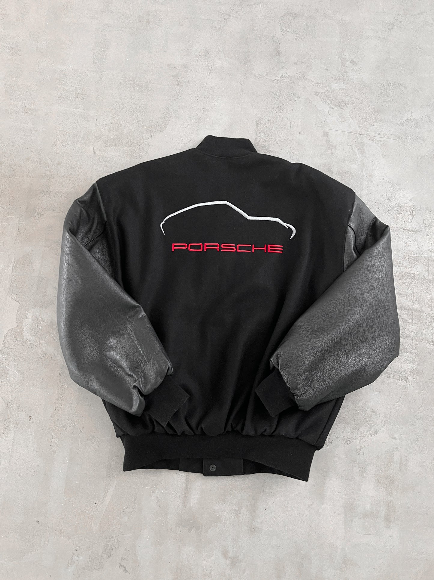 BLACK PORSCHE JACKET - 1990S - S/M