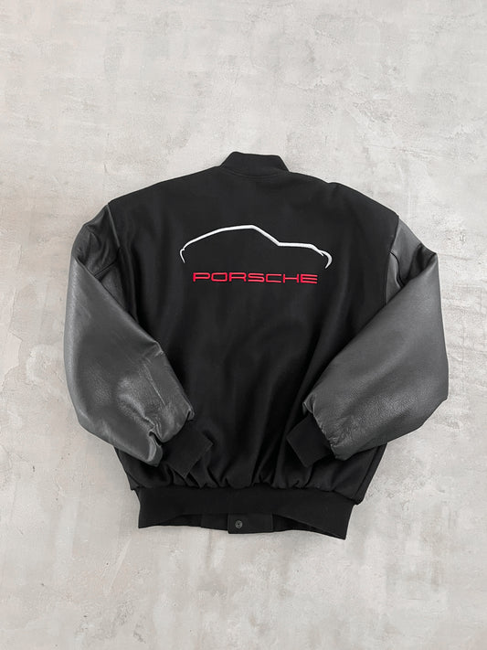 BLACK PORSCHE JACKET - 1990S - S/M