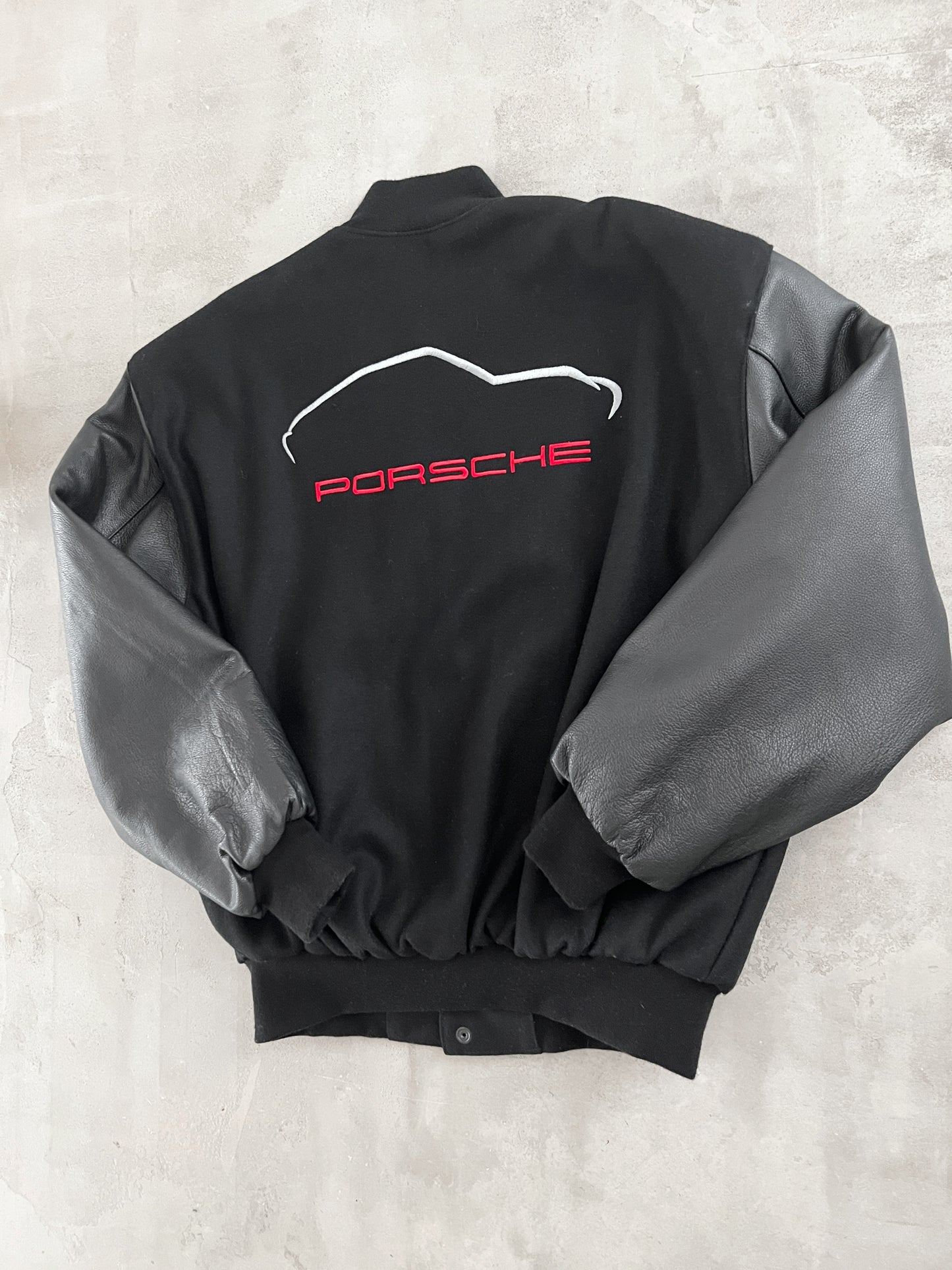 BLACK PORSCHE JACKET - 1990S - S/M