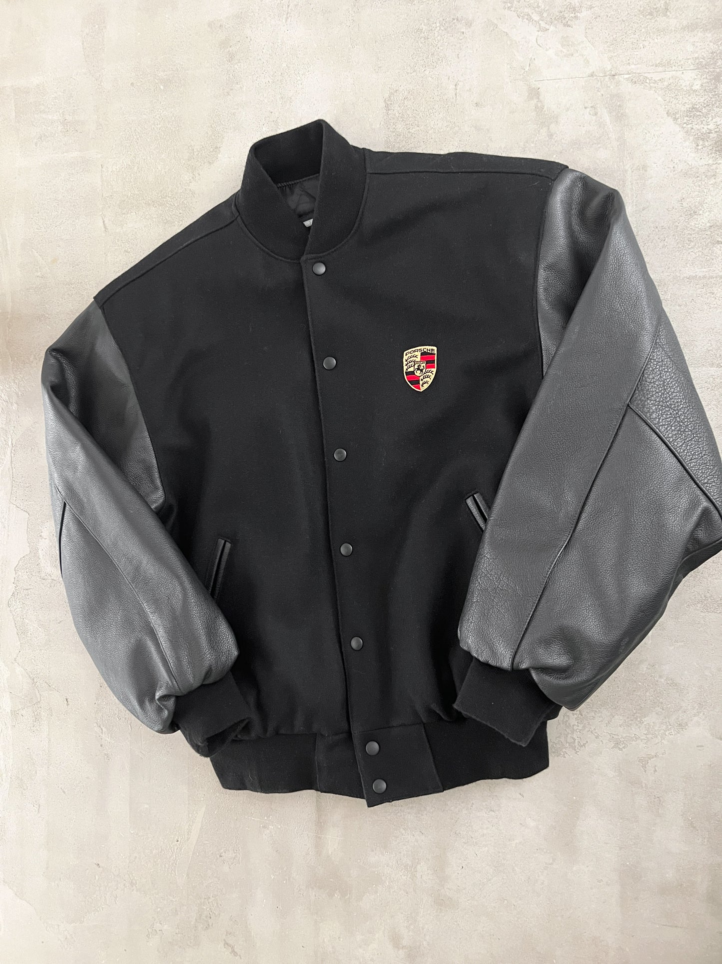 BLACK PORSCHE JACKET - 1990S - S/M