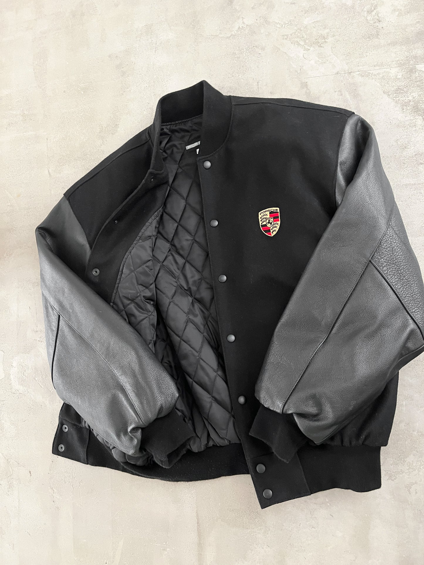 BLACK PORSCHE JACKET - 1990S - S/M