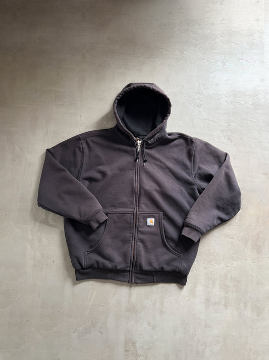 FADED MOCHA CARHARTT ZIP UP HOODIE - 1990S - XL/L