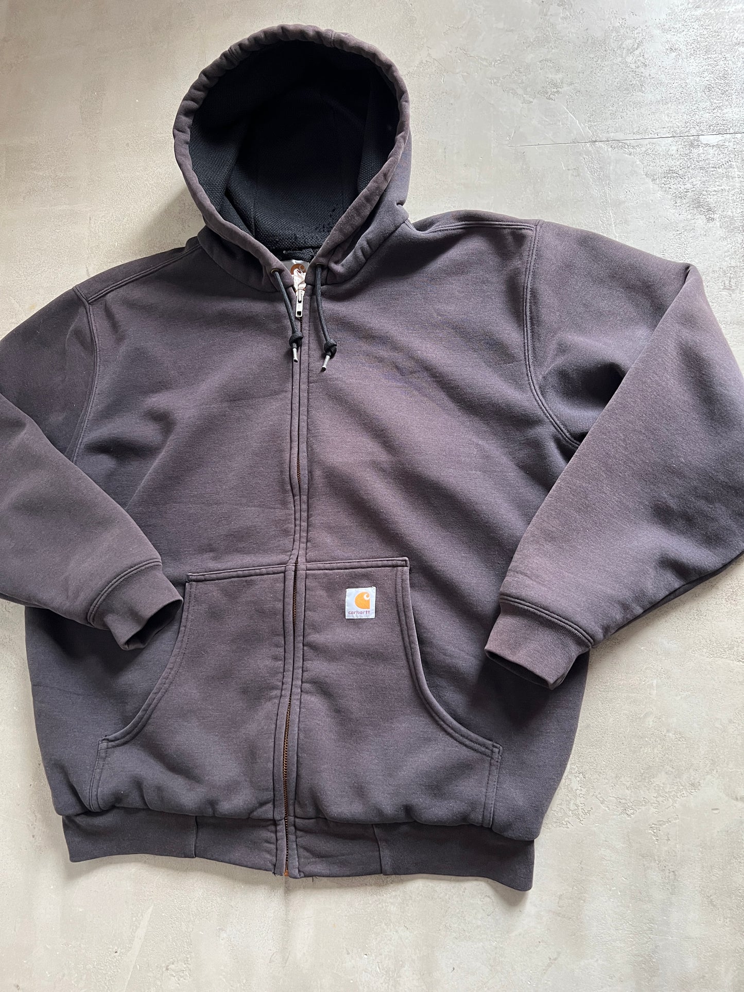 FADED MOCHA CARHARTT ZIP UP HOODIE - 1990S - XL/L