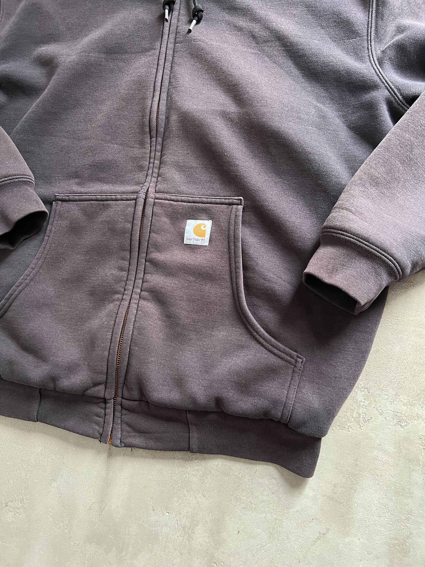 FADED MOCHA CARHARTT ZIP UP HOODIE - 1990S - XL/L