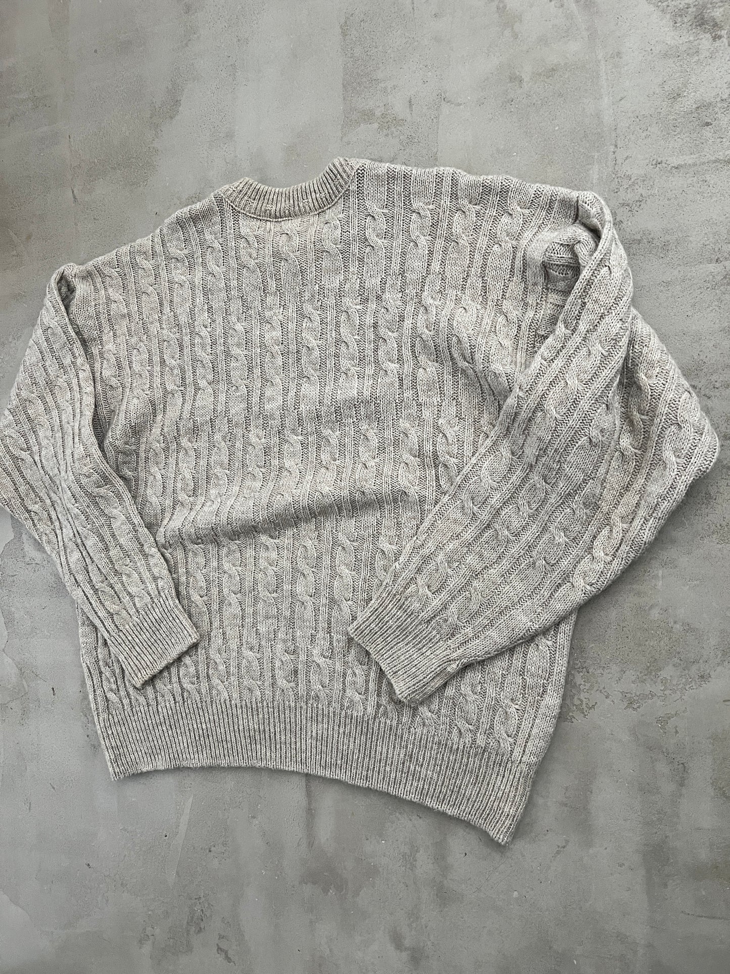 BEIGE LACOSTE KNIT SWEATER - 2000S - L