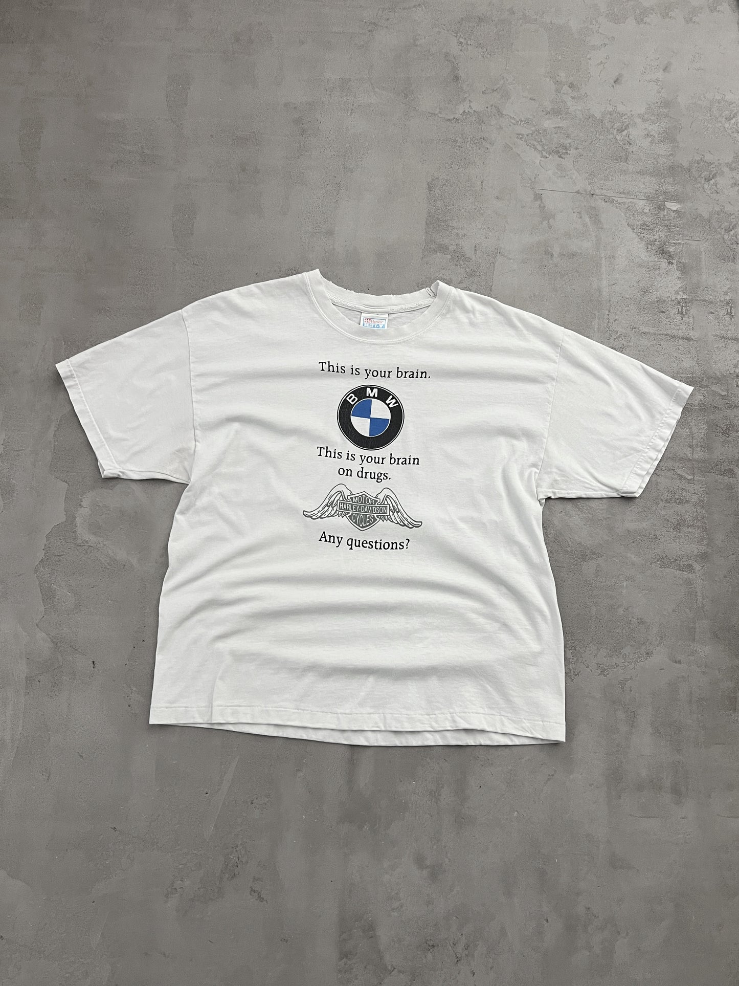 WHITE BMW BRAIN TEE - 1990S - L