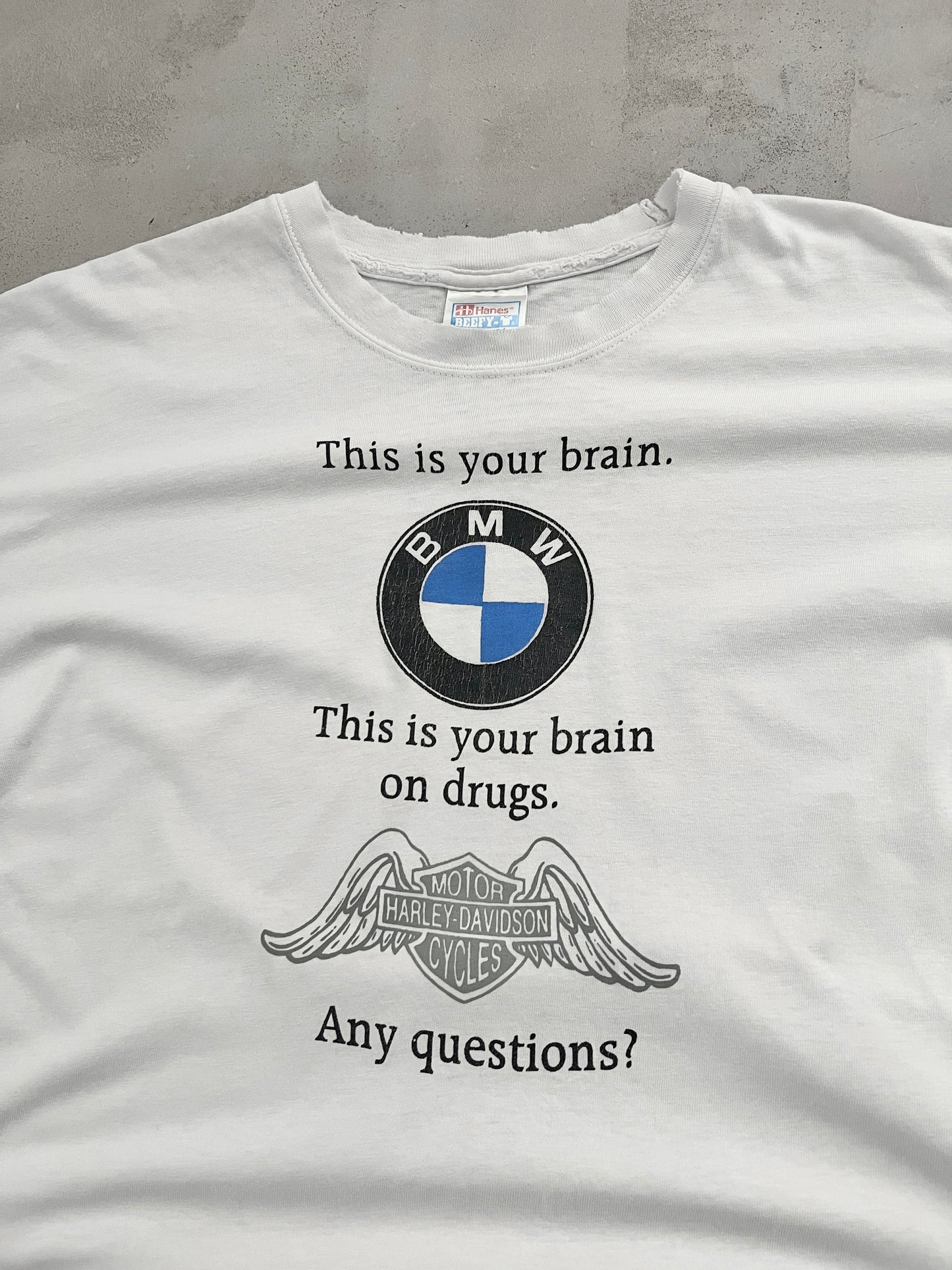 WHITE BMW BRAIN TEE - 1990S - L