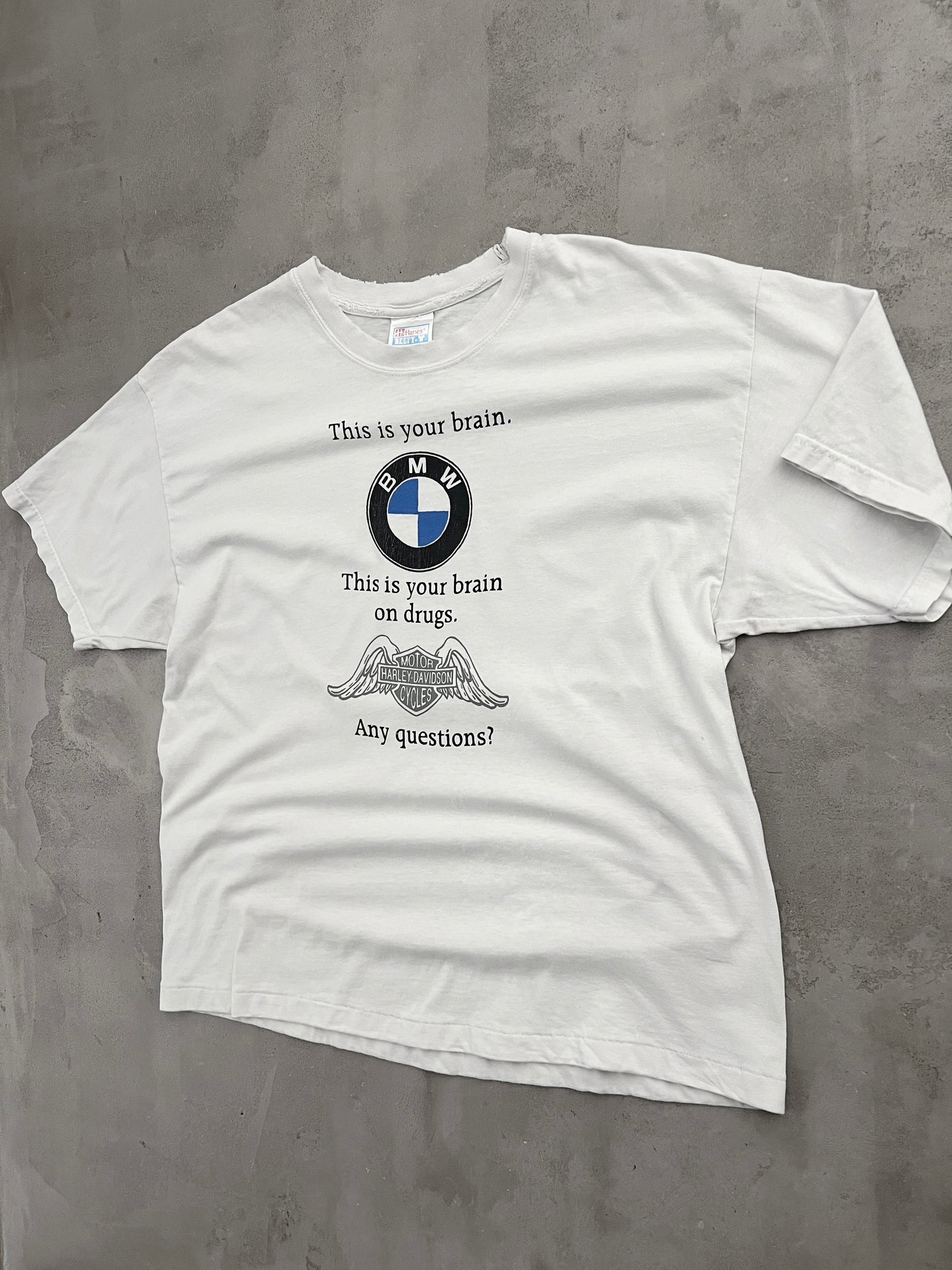 WHITE BMW BRAIN TEE - 1990S - L