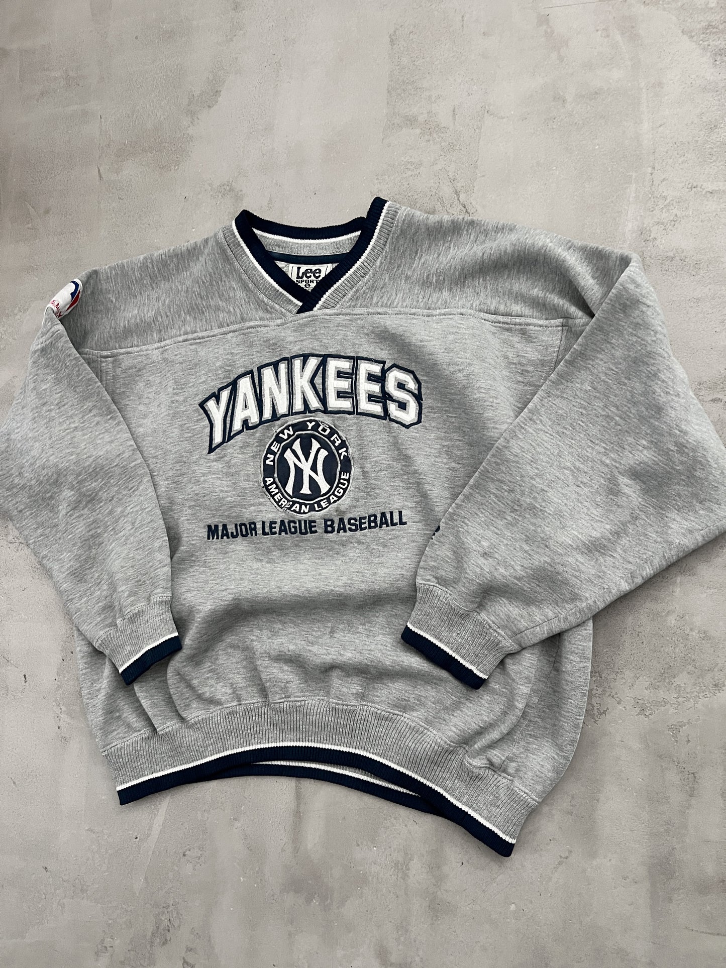 GREY YANKEES SWEATER - 1990S - S