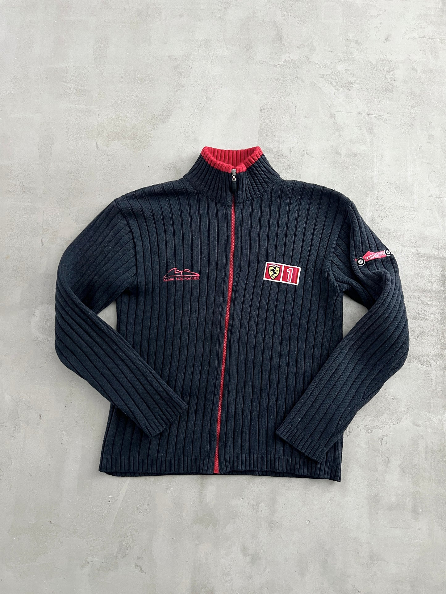 NAVY FERRARI KNIT JACKET - 2000S - M